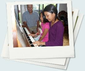 Two students playing a duet
